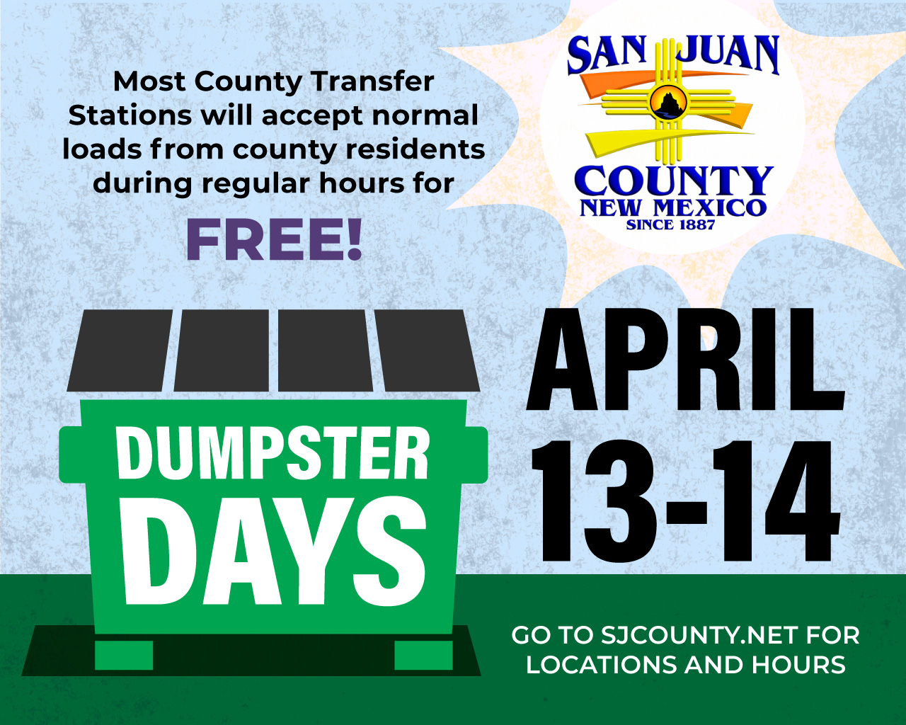 DUMPSTER DAYS April 13-14 2024